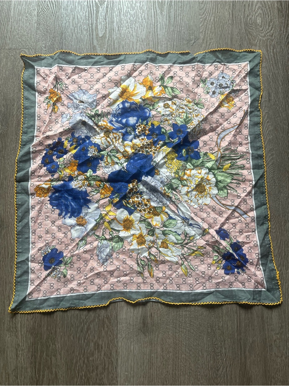 Floral Print Decorative Scarf in Pink and Blue — Home Accents